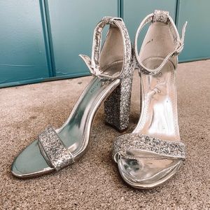 Silver Glitter Heels